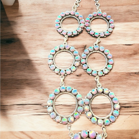 Sterling Silver Ethiopian Opal Conch Necklace & Earrings Set - Picture 8 of 17